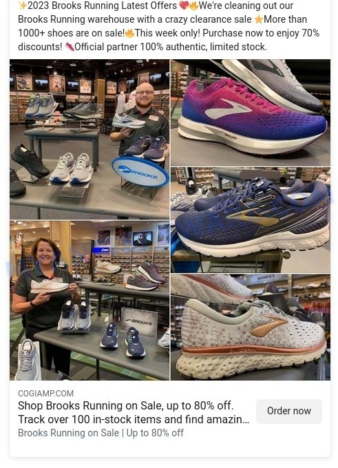 Cogiamp.com Brooks Sale Event Running Shoe Scam ads