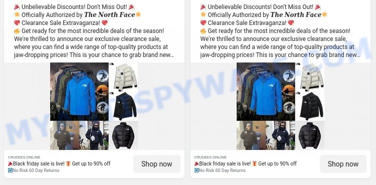 Consistencyes.online Fake North Face Sale Scam ads