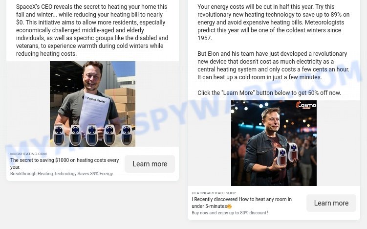 Cosmo Heater Elon Musk SCAM ads