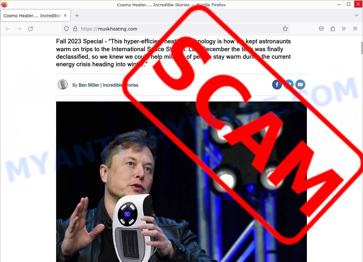 Cosmo Heater Elon Musk Scam Don't Get Fooled by Fake Reviews & Ads on
