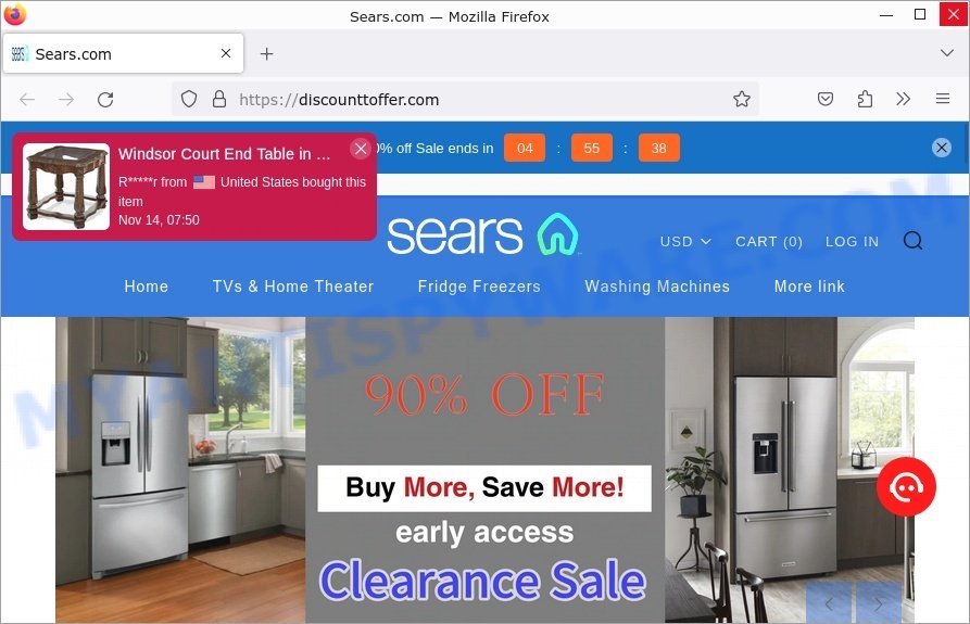 Discounttoffer com Sears Sale scam