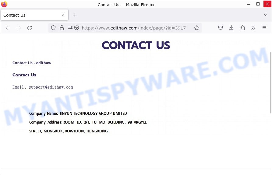 Edithaw.com scam contacts