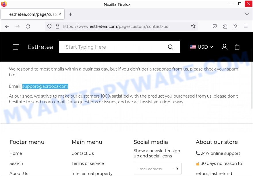Esthetea.com scam contacts