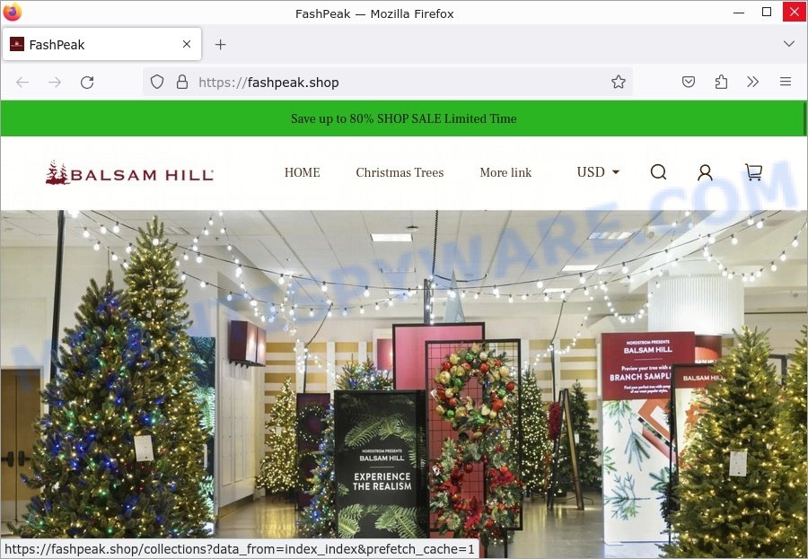Fashpeak.shop Balsam Hill Christmas sale scam