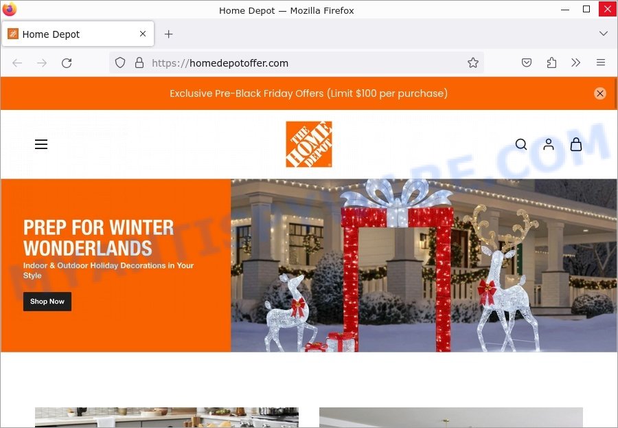 Homedepotoffer.com fake Home Depot scam store