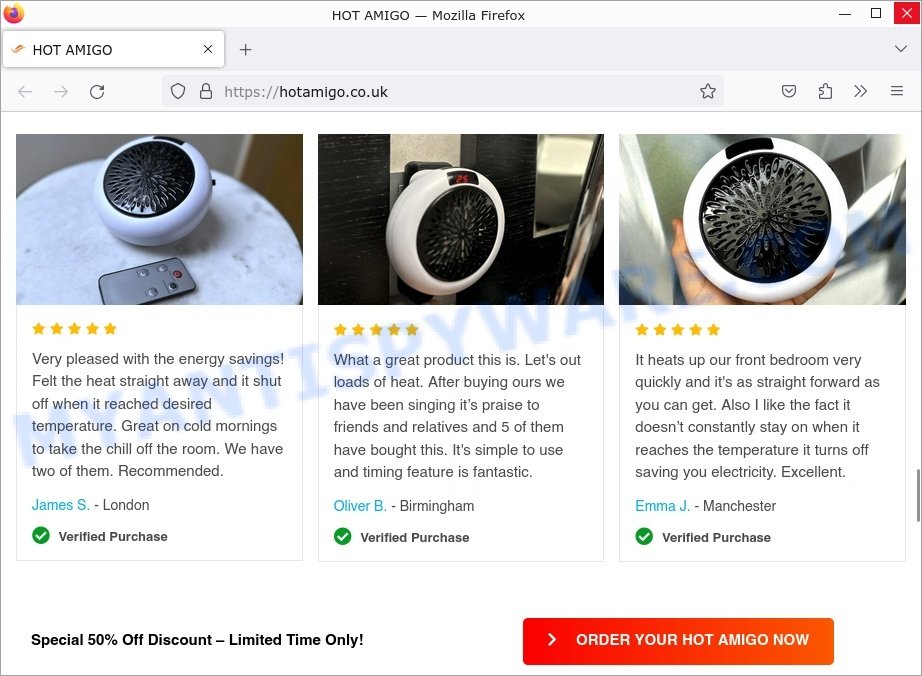 Hot Amigo Heater Scam fake reviews