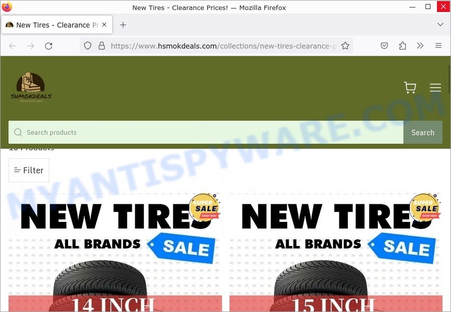 Hsmokdeals.com New Tires Clearance Sale scam