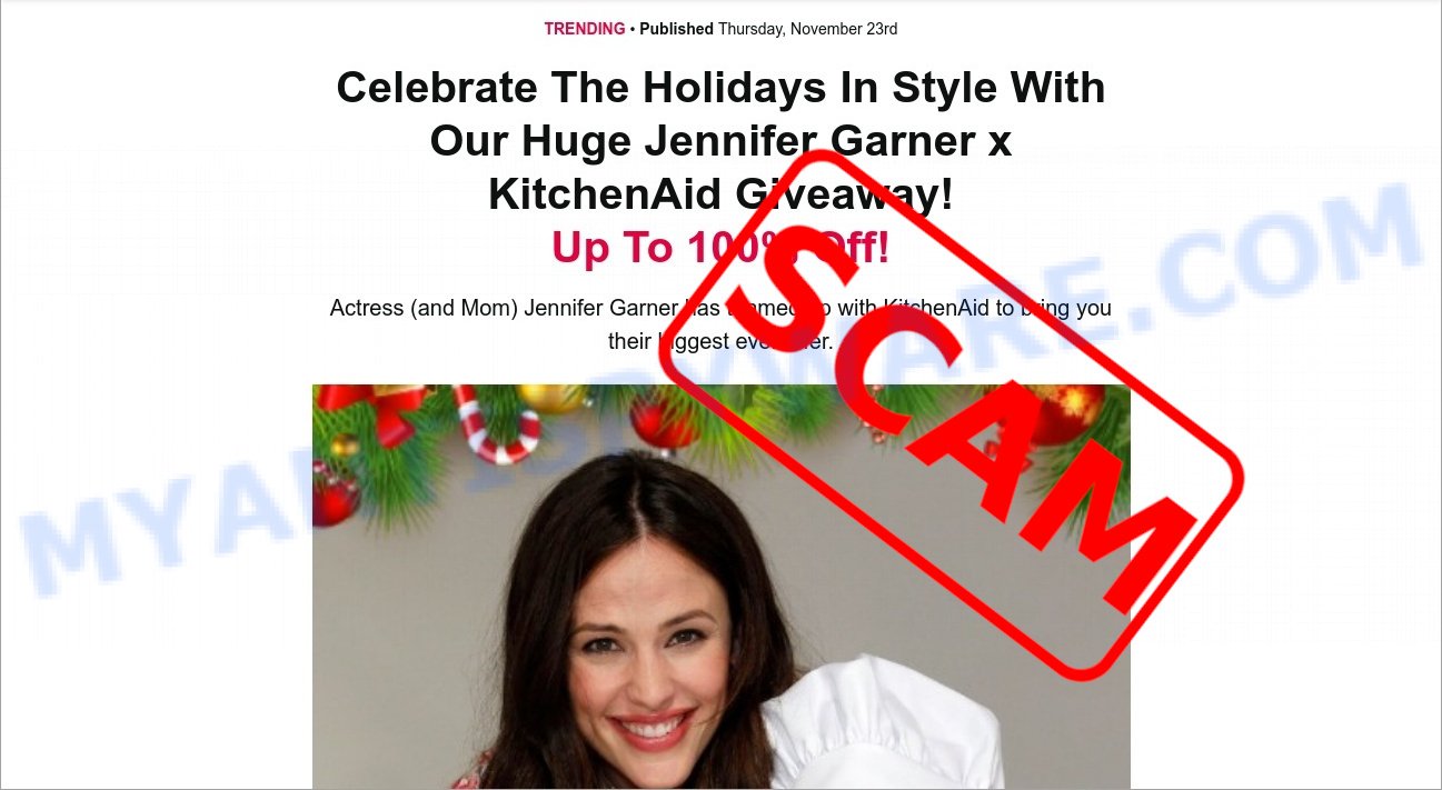 Jennifer Garner KitchenAid Giveaway Scam