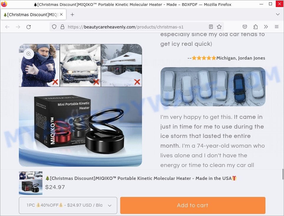 MIQIKO Portable Kinetic Molecular Heater scam fake reviews