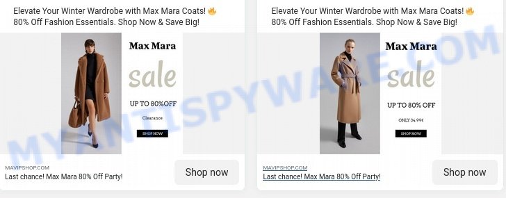 Mavipshop.com Max Mara 80 OFF Clearance Sale Scam ads
