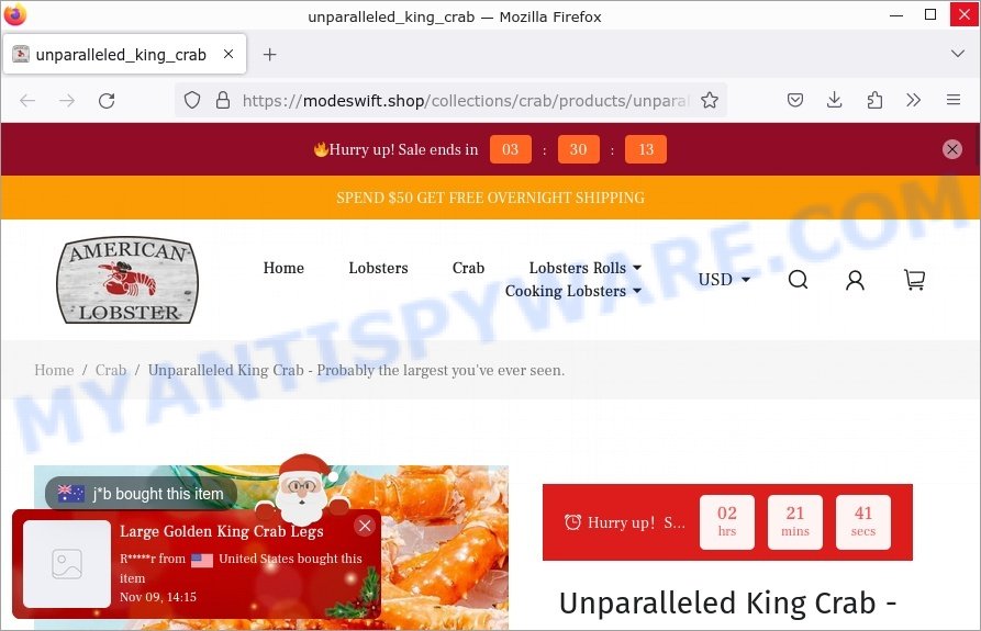 Modeswift.shop king crab Scam