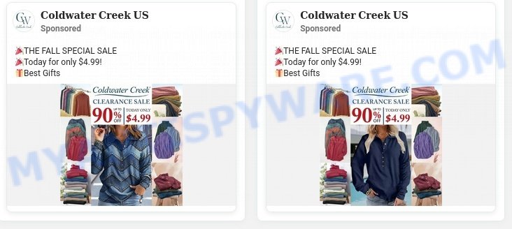 Oracepp.com Coldwater Creek Clearance Sale Scam ads