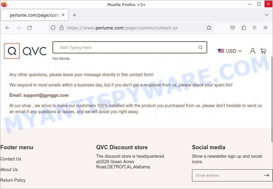 Perlume.com QVC Discount store scam contacts