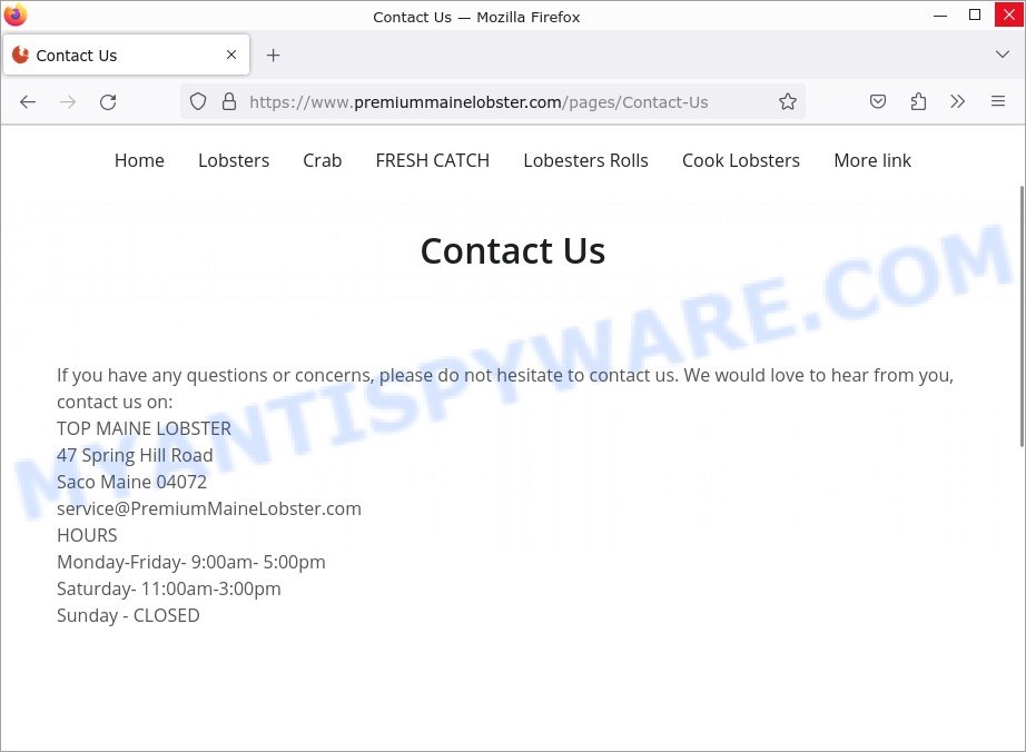 Premiummainelobster.com King Crab Scam contacts
