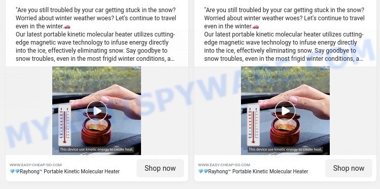 Rayhong Portable Kinetic Molecular Heater scam ads