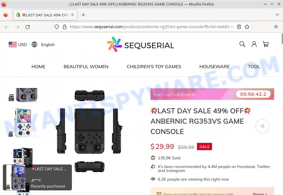 Sequserial.com ANBERNIC RG353VS GAME CONSOLE Scam