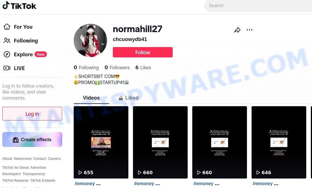 Shortsbit.com tiktok bitcoin promo code scam