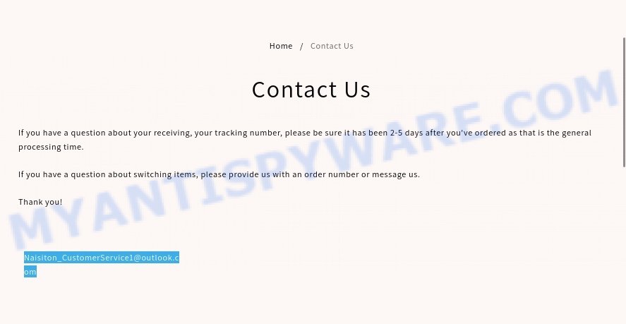 Thriftyes.online Aritzia Warehouse Sale scam contacts