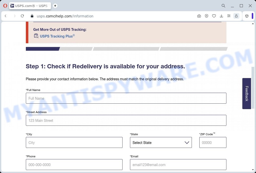 USPS WhatsApp scam fake USPS address form