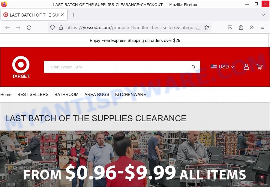 Yessoda.com Target Clearance sale scam