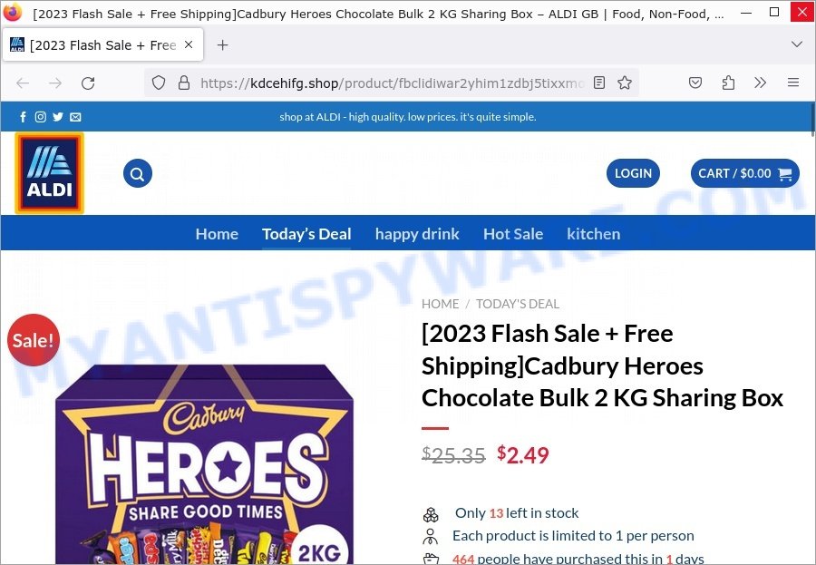 kdcehifg.shop 2023 Flash Sale Cadbury Heroes Chocolate Box scam