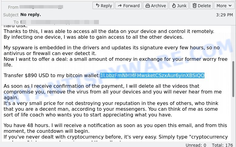 1LbbzFmNMMFMwsketCSzxAur6yinXBSiQQ bitcoin email scam