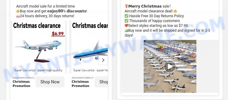 Aelegantcabin.com Aircraft model sale scam ads