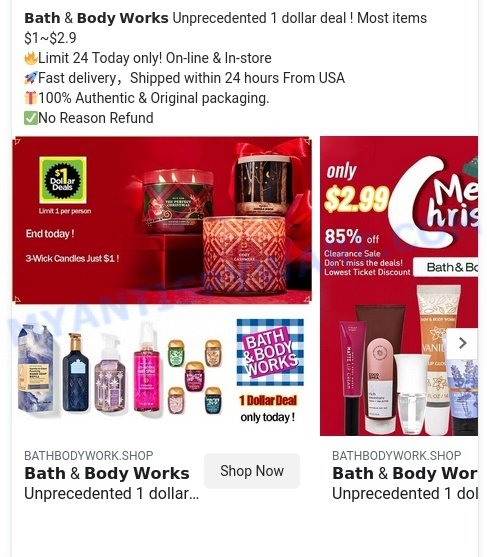Bathbodywork.shop scam ads
