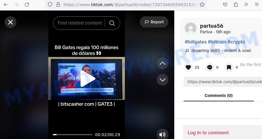 Bitscasher.com Fake Bill Gates Bitcoin Giveaway promo codes Scam
