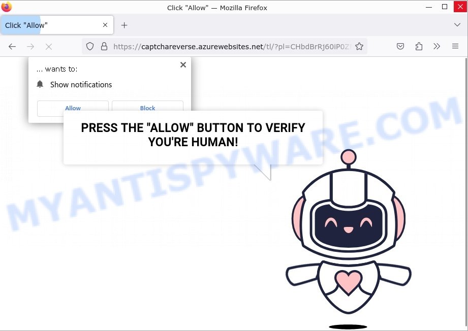 Captchareverse.azurewebsites.net Click Allow scam