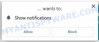 Click Allow scam Show notifications prompt