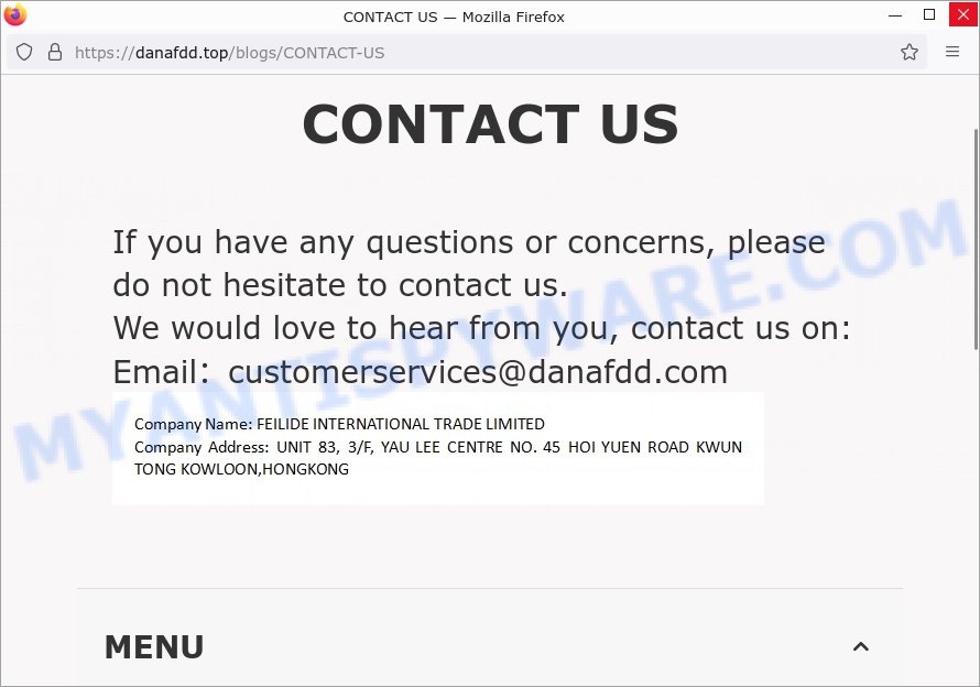 Danafdd.top scam store contacts
