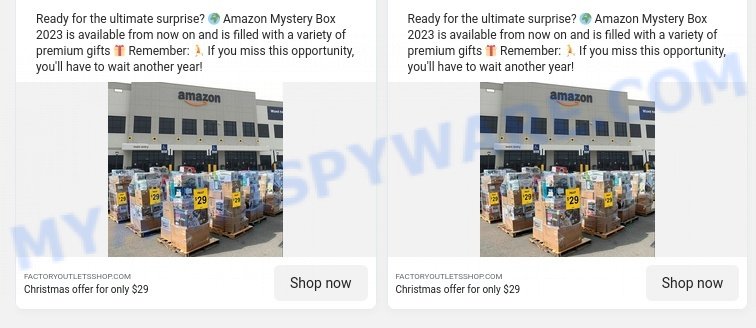 Factory Outlets Shop Scam fake Amazon Mystery Box