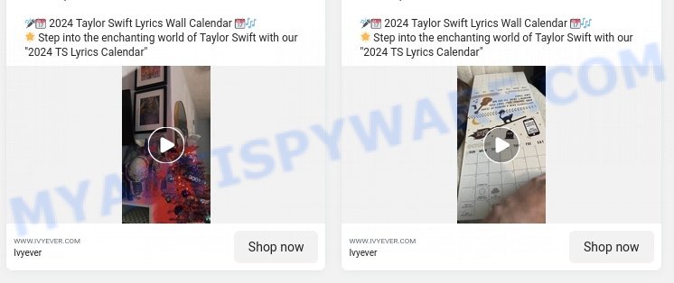 Ivyever.com 2024 TS Lyrics Calendar scam ads