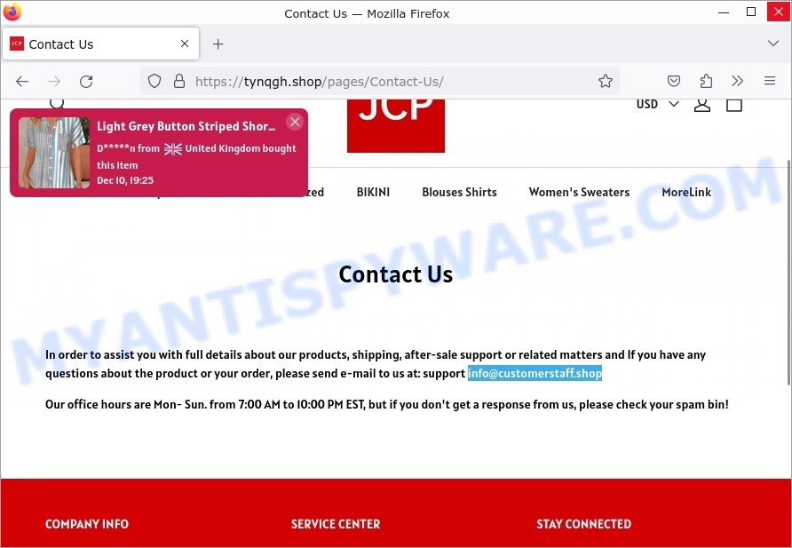 JCPenney Clearance Sale Scam contacts