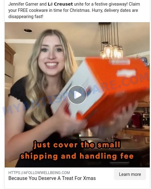 Jennifer Garner Le Creuset giveaway scam ads