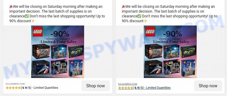 Kajoabrig.com lego sale scam