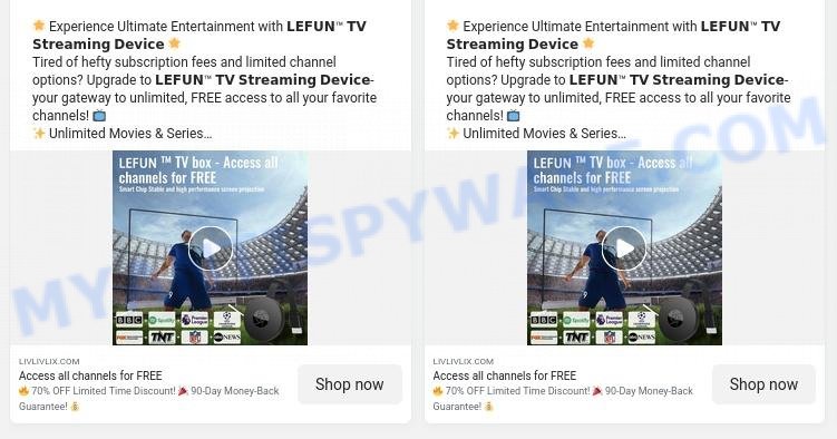 LEFUN TV Streaming Device scam ads