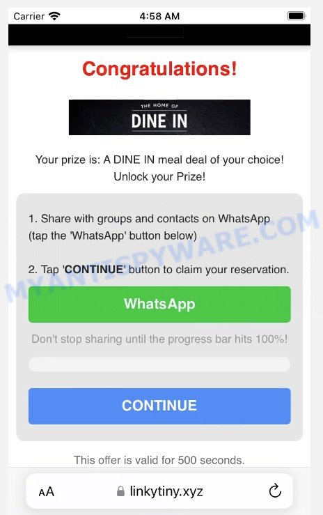 Linkytiny.xyz Whatsapp share scam