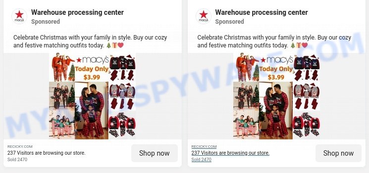 Macys Backstage Clearance Scam facebook ads