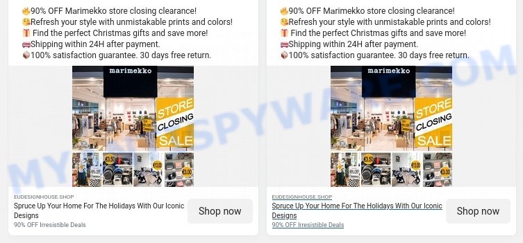 Marimekko store closing clearance scam ads