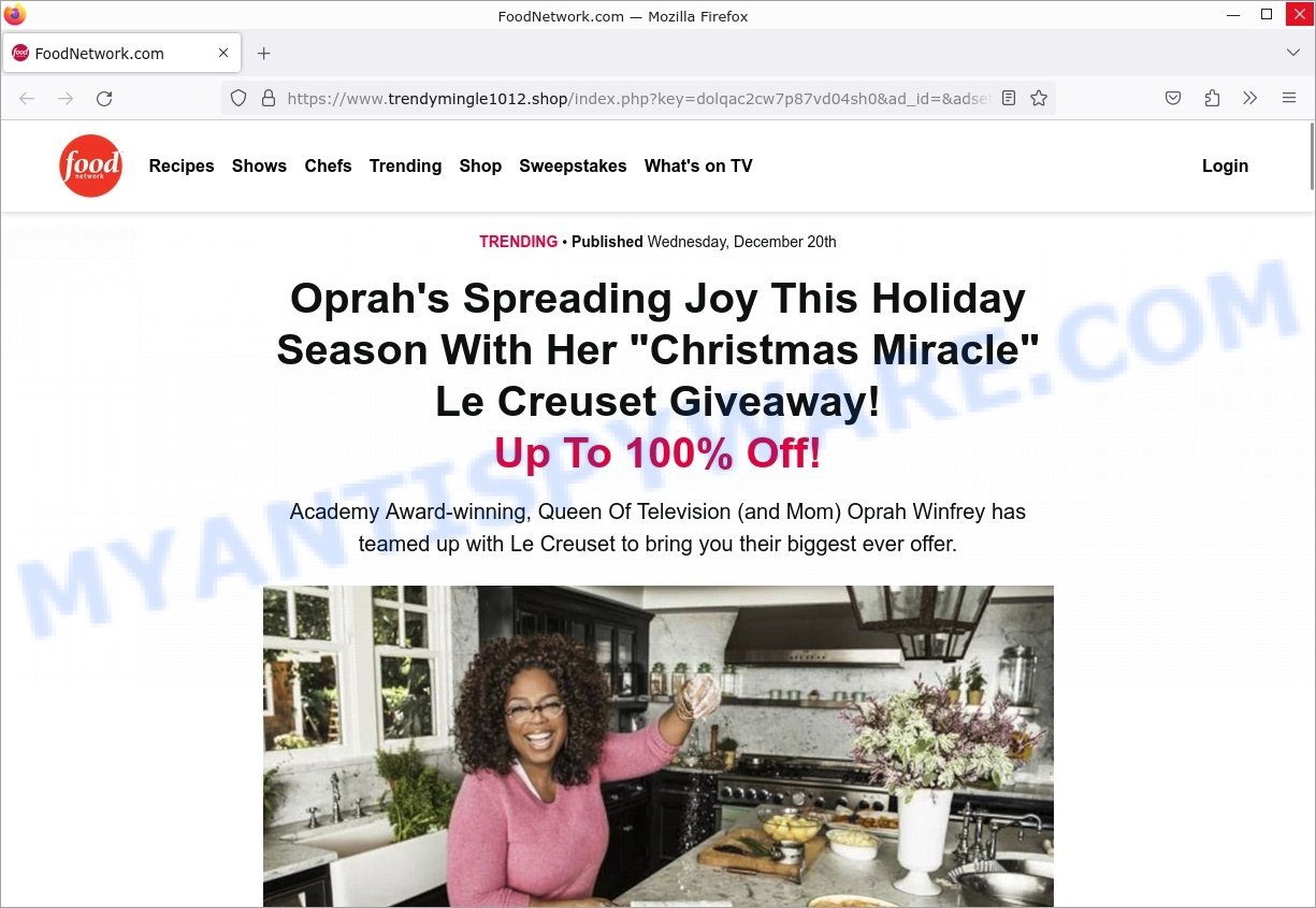 Oprah Winfrey Le Creuset Giveaway Scam fake news site