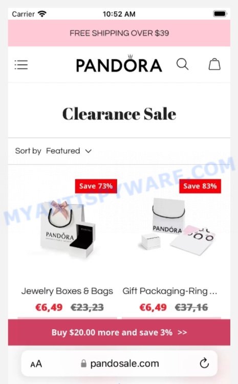Pandora Sale Scam store