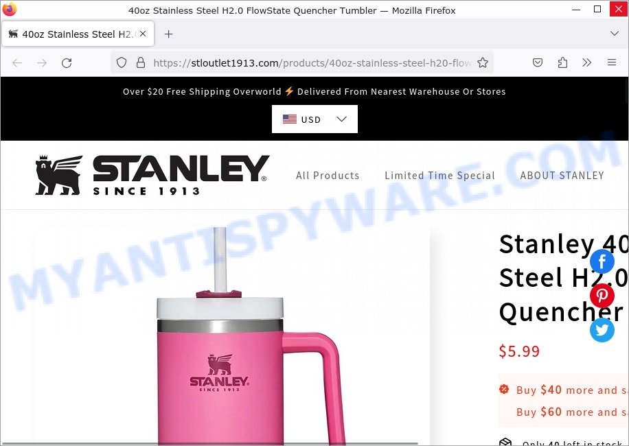 Stloutlet1913.com Stanley Tumbler Sale scam