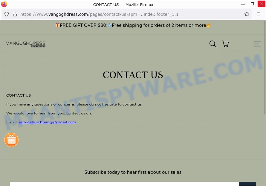 Vangoghdress.com scam contacts