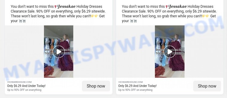 Viciwarehouse.com scam ads