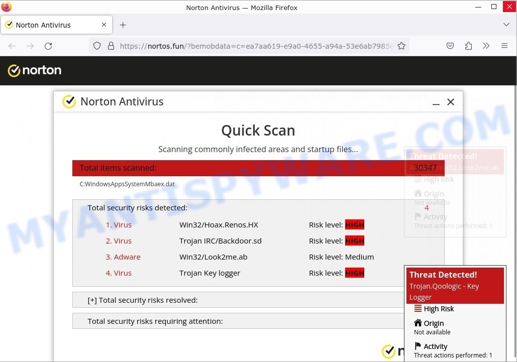 fake Norton Antivirus scan