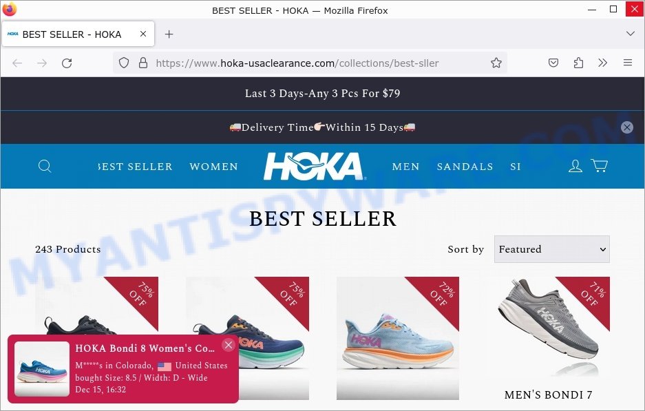 hoka-usaclearance.com HOKA sale scam