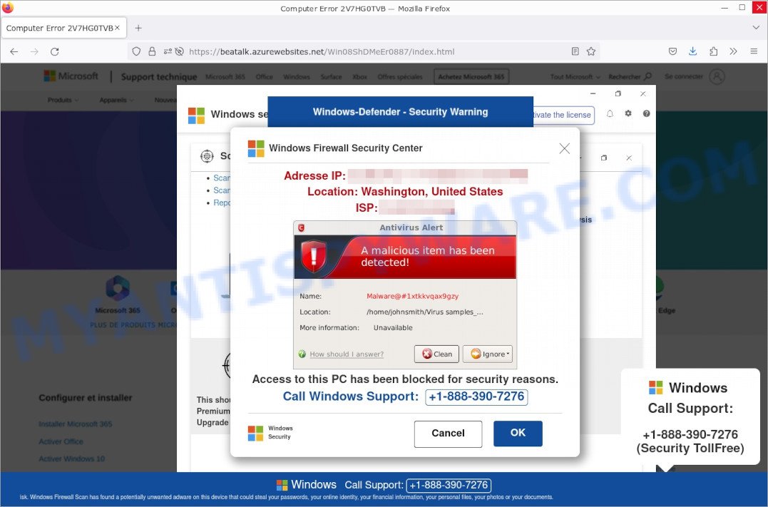 A Malicious Item Has Been Detected pop-up scam