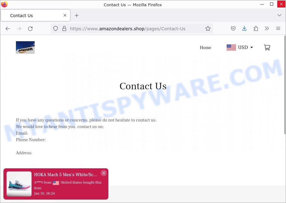 Amazondealers.shop scam contacts